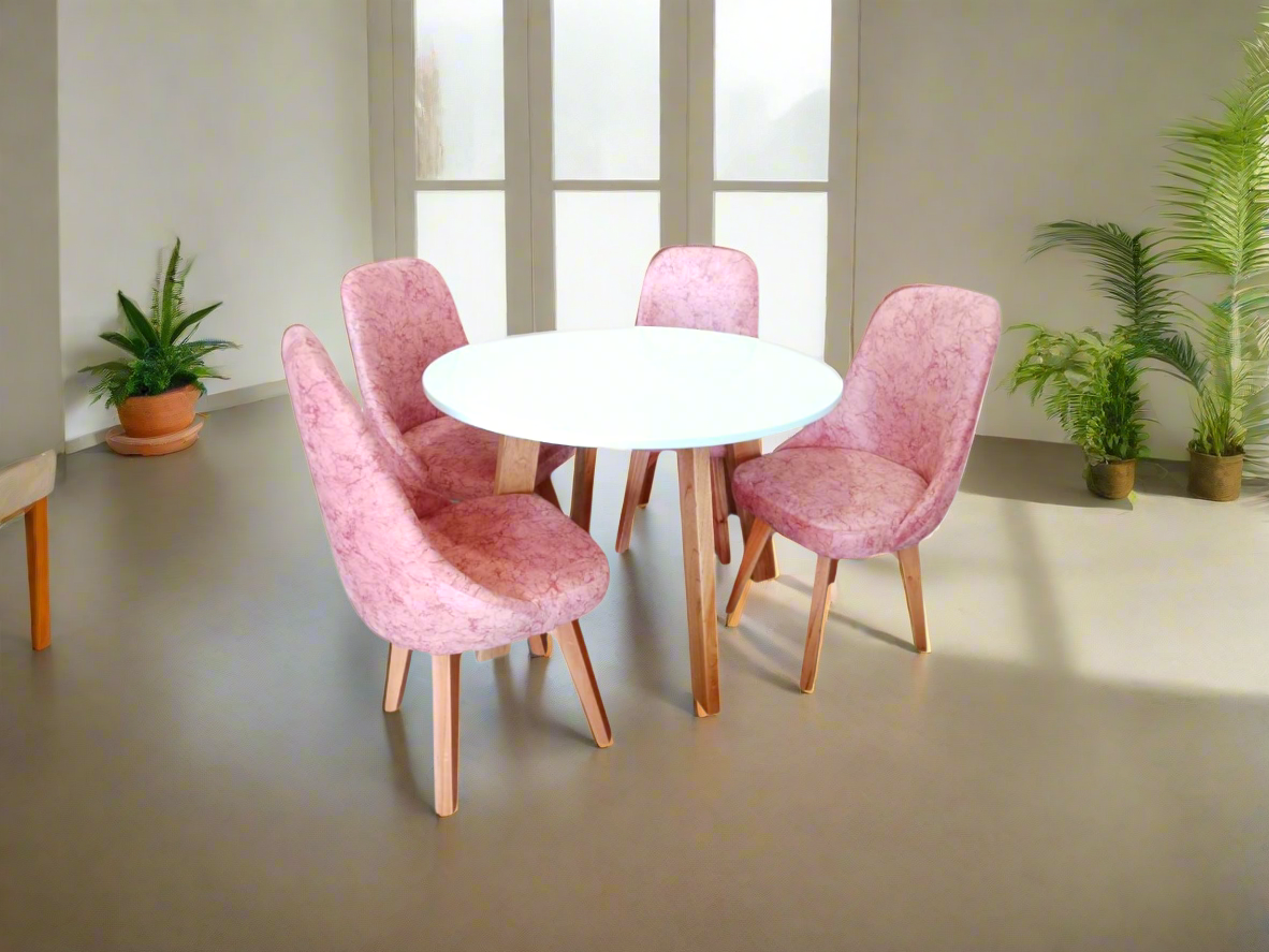 Comedor Cambridge 4 pts en tela Marsella rosa