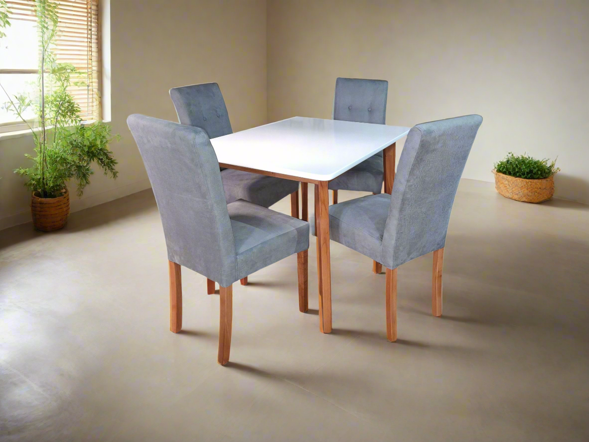 comedor moderno Sahar 4 pts en tela  katar gris