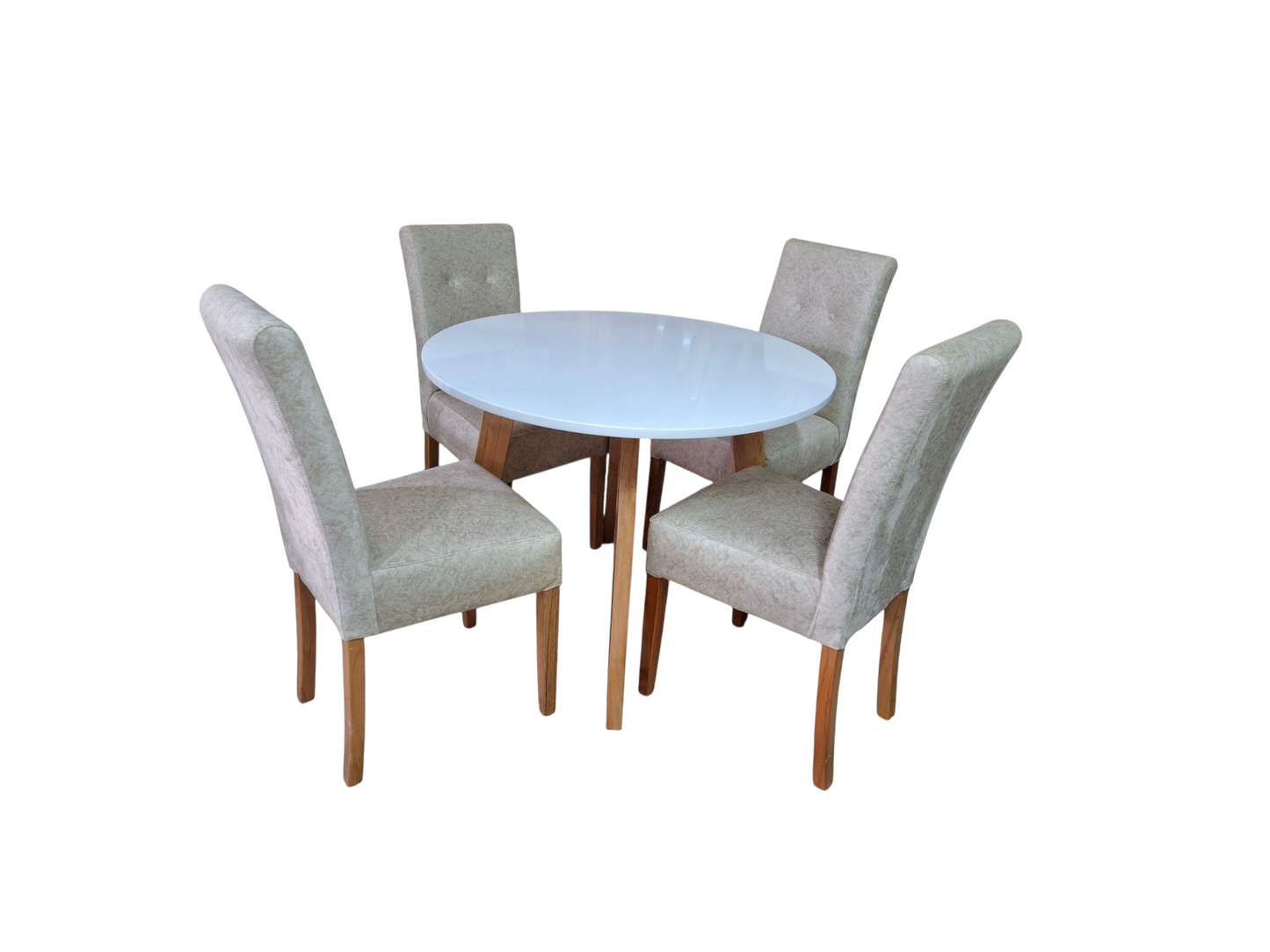 Comedor Berlin 4 pts en tela marfil amigables con las mascostas