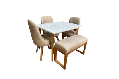 Comedor nube de 5 pts  en tela marfil  amigables con las mascotas