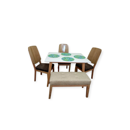 COMEDOR MARSELLA DE 5 PTS EN FLOR MORADO TELA AMIGABLE