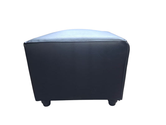 Puff Cuadrado Premium 40x40cm - Tela Cuero Negro Elegante