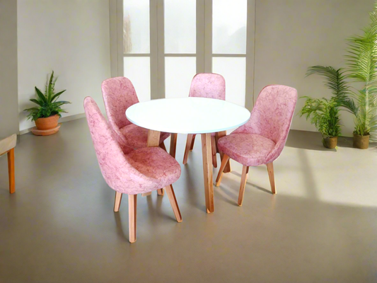 Comedor  Cambridge 4 pts  en tela Marsella rosa