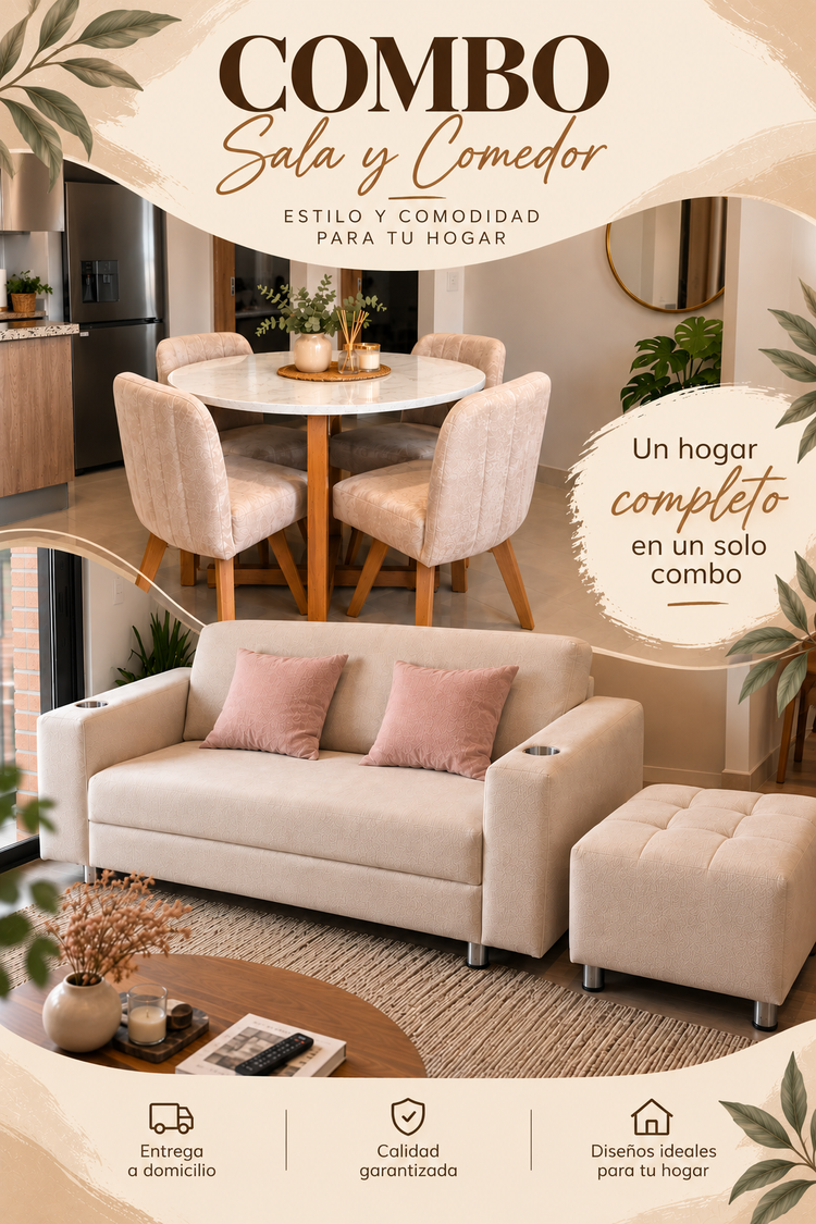 Combo Comedor ahorra espacio y sala Ixora