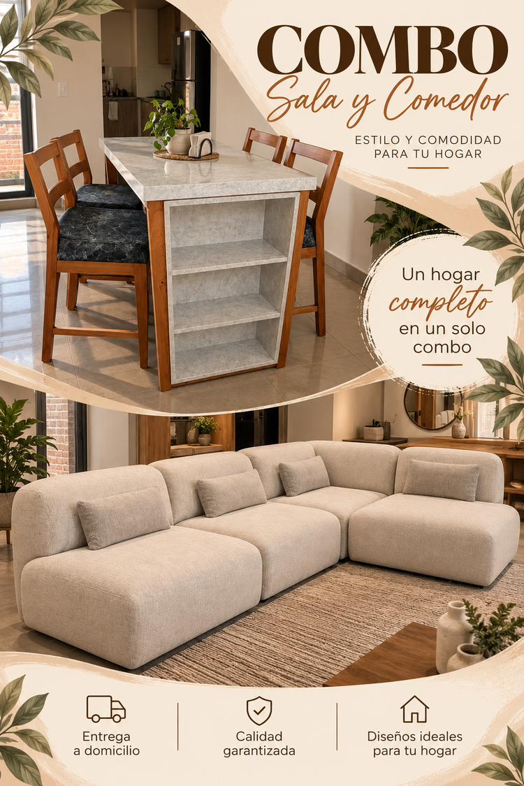 Combo Sala Cerezo + Comedor Barra