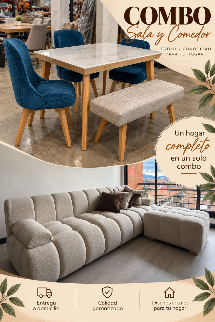 Combo Comedor Osaky 5 Puestos + Sala Nube