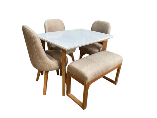 Comedor nube de 5 pts  en tela marfil  amigables con las mascotas