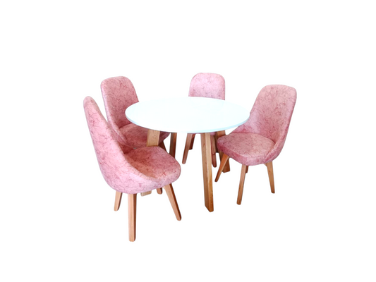 Comedor  Cambridge 4 pts  en tela Marsella rosa