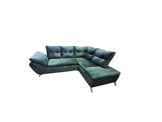 Sofá en L Milan Premium - Tela Antifluido Esmeralda Elegante